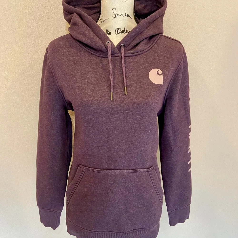 Carhartt Clarksburg Logo Graphic Hoodie Pullover Thick Relaxed Sweatshirt Medium - Picture 4 of 10